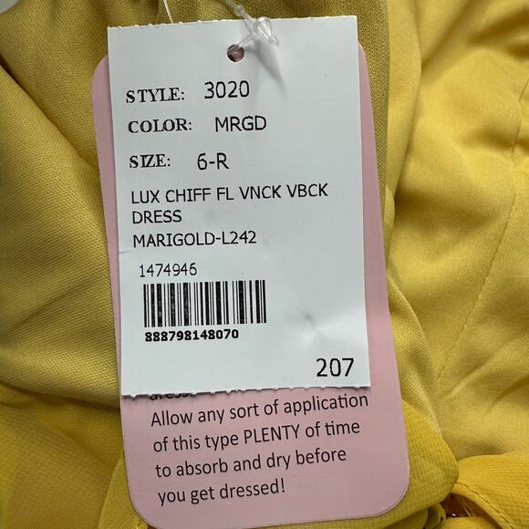 Dessy Collection Mila Luxe Chiffon Formal Marigold Style 3020 Women 6 Reg. NWT - Picture 10 of 12